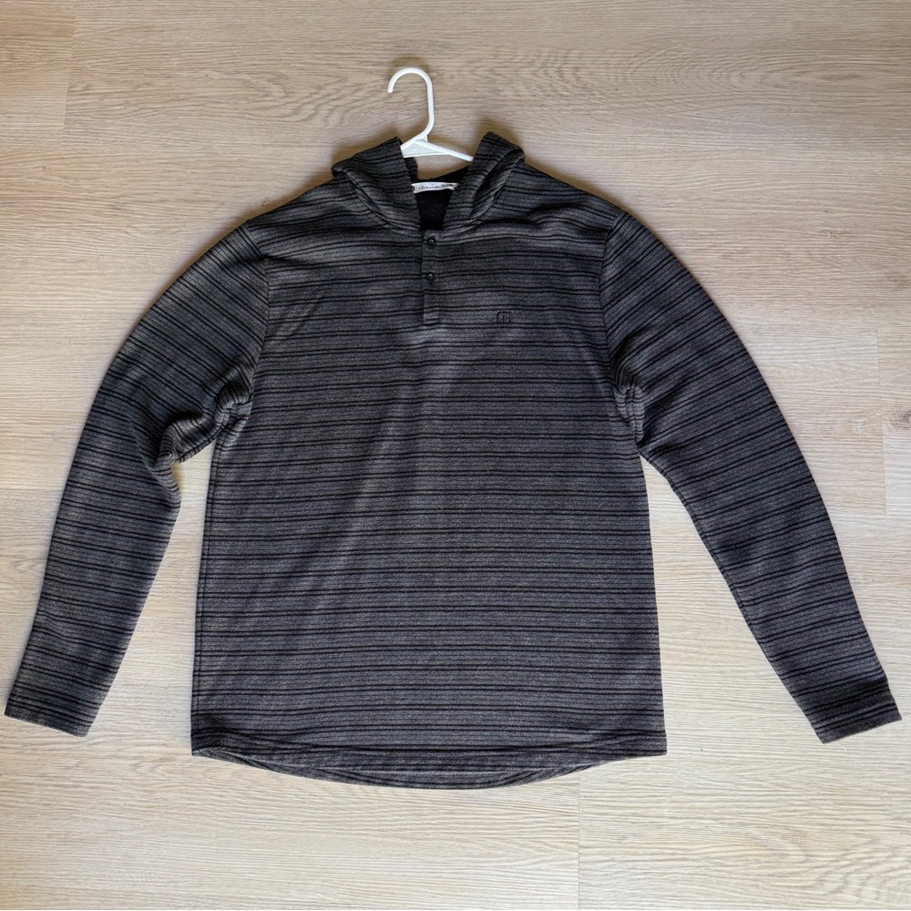 Travis Mathew Charcoal Striped Henley